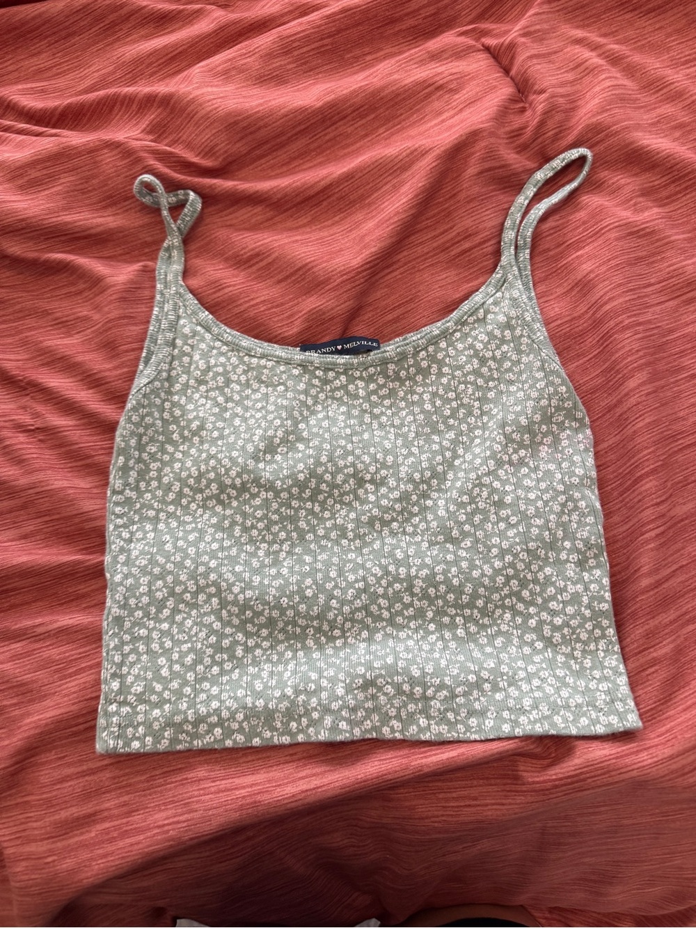 Brandy Melville Sage Green Floral Cropped Cami